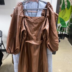 Eloquii Brown Midi Dress with Elegant Wrap Design